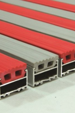 22mm Alüminyum Gri-Kırmızı Kauçuk Paspas