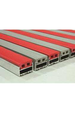 22mm Alüminyum Gri-Kırmızı Kauçuk Paspas