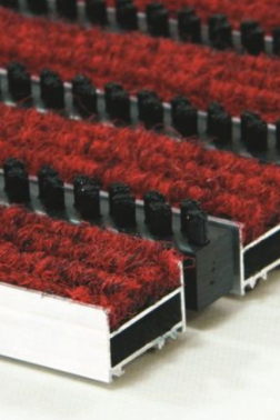 22mm Alüminyum Kırmızı Halı+Tekli Kaset Fırçalı Paspas