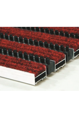 22mm Alüminyum Kırmızı Halı+Tekli Kaset Fırçalı Paspas