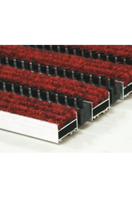 22mm Alüminyum Kırmızı Halı+Tekli Kaset Fırçalı Paspas